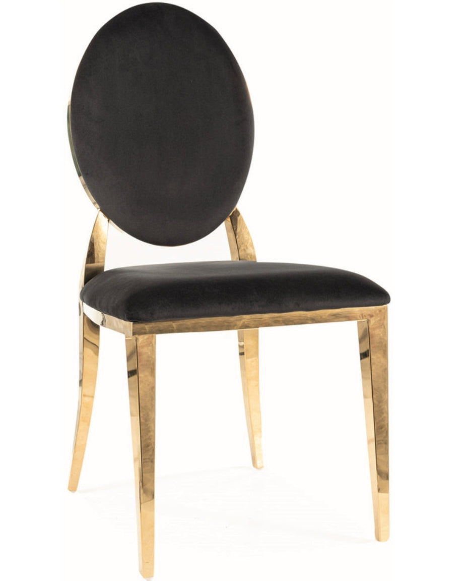 Stuhl im Medaillonform mit Messinggestelle - Klassik trifft modernes Design