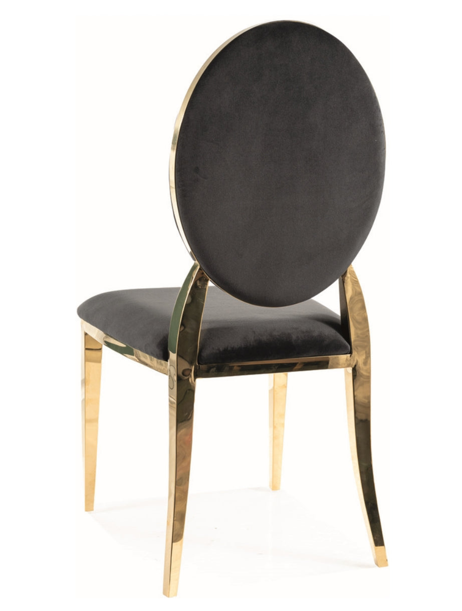 Stuhl im Medaillonform mit Messinggestelle - Klassik trifft modernes Design